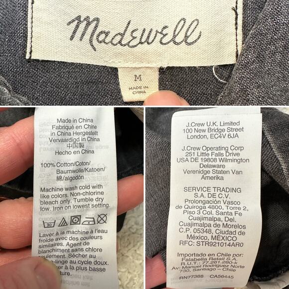 Madewell Denim Short Sleeve Button Up Shirt Cotton Collared Pocket Top Sz: M - Picture 5 of 6